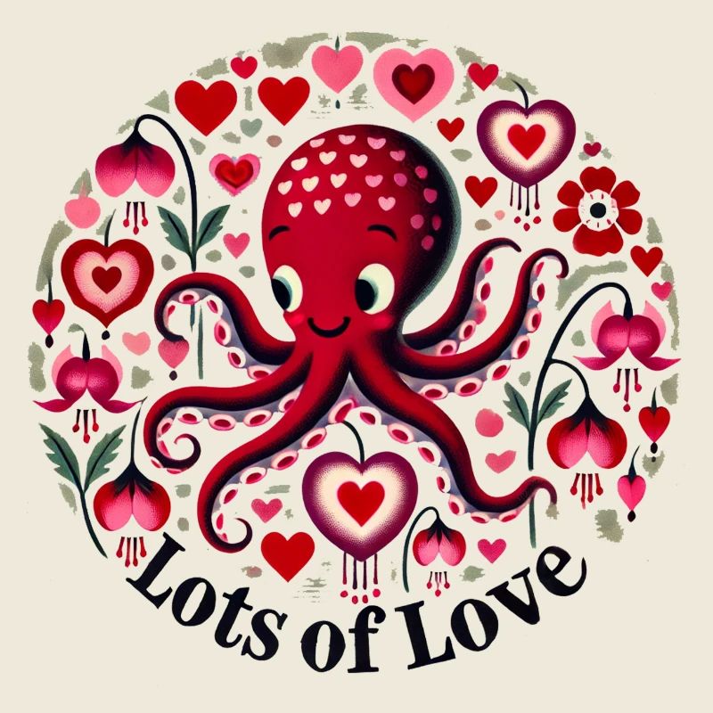 Motif d'amour en forme de cœur de pieuvre