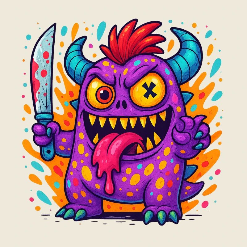 Quirky Zombie Creature Print