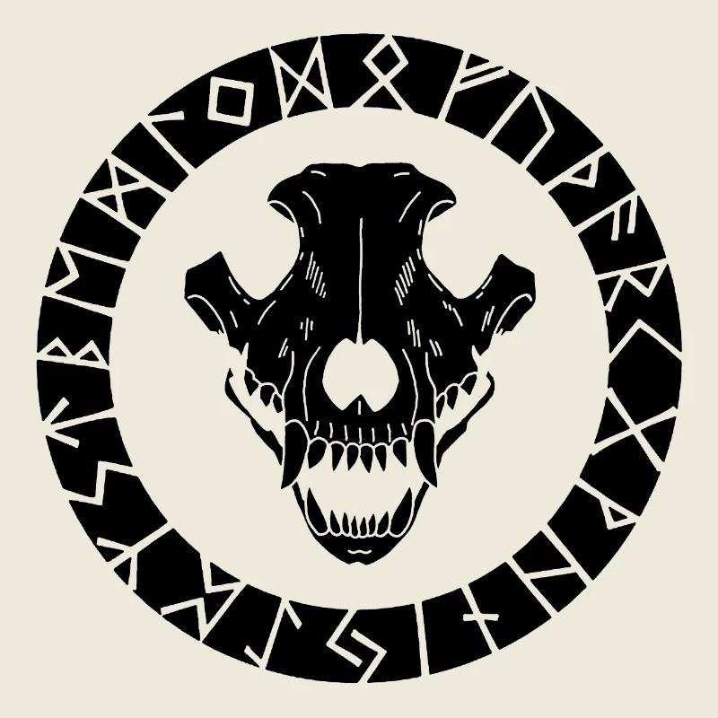 Black viking wolf skull