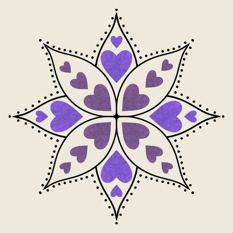 Mandala cœurs violets