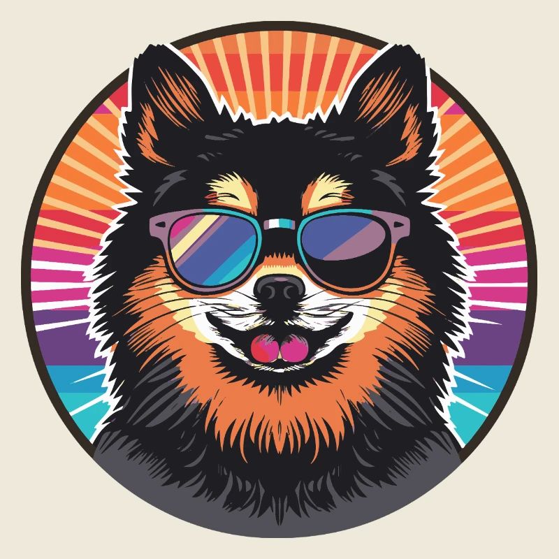 Lässiger Hund mit Sonnenbrille im Retro-Design
