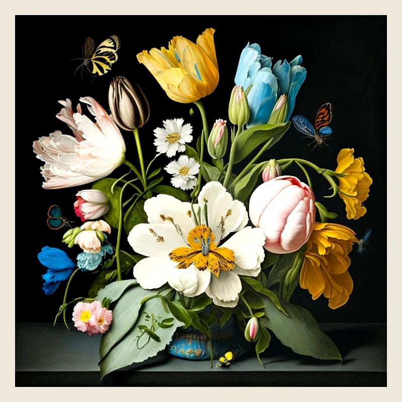 Blumenmeer mit Schmetterlingen barock flämisch 
