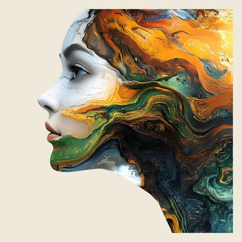 Motif de visage d’art fluide