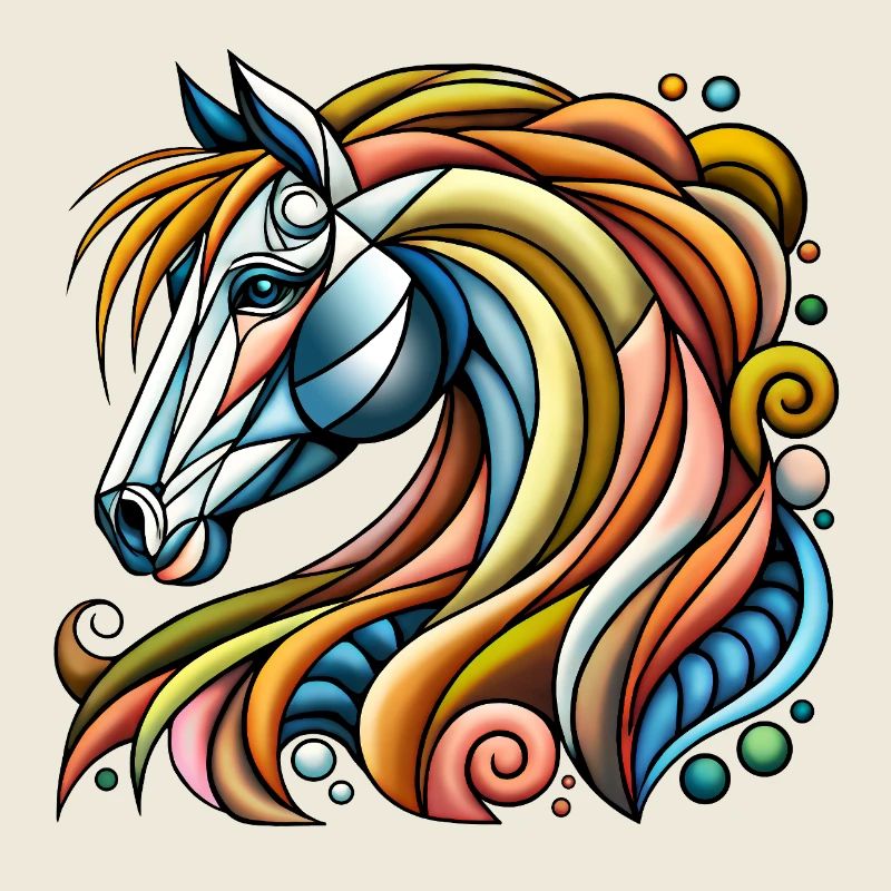 Tête de cheval géométrique lumineuse