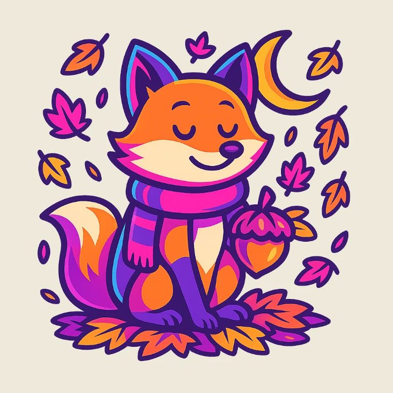 Herbstlicher Fuchs mit Kürbisskizze