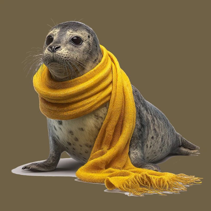 Phoque mignon avec écharpe jaune