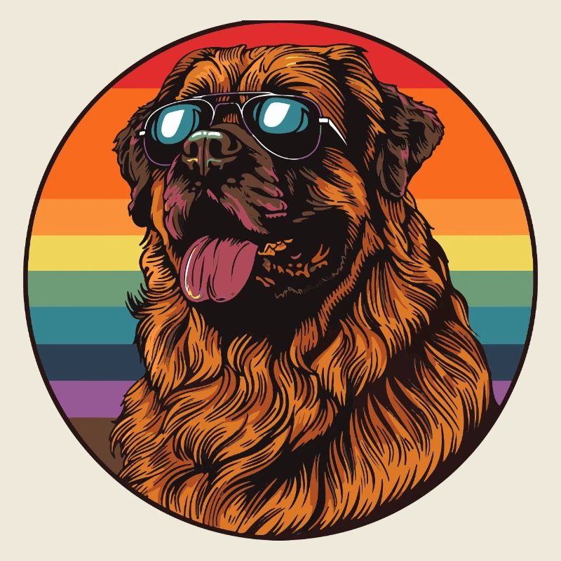 Labrador im Retro Regenbogen Design