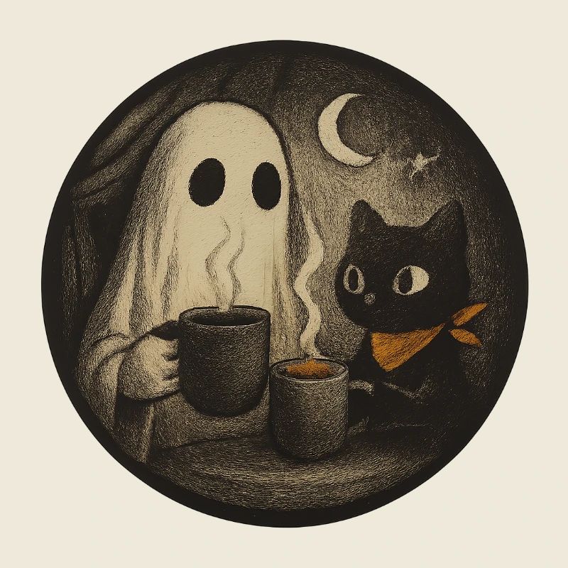 Nocturnal Meeting with Ghost Cat - Vintage Des