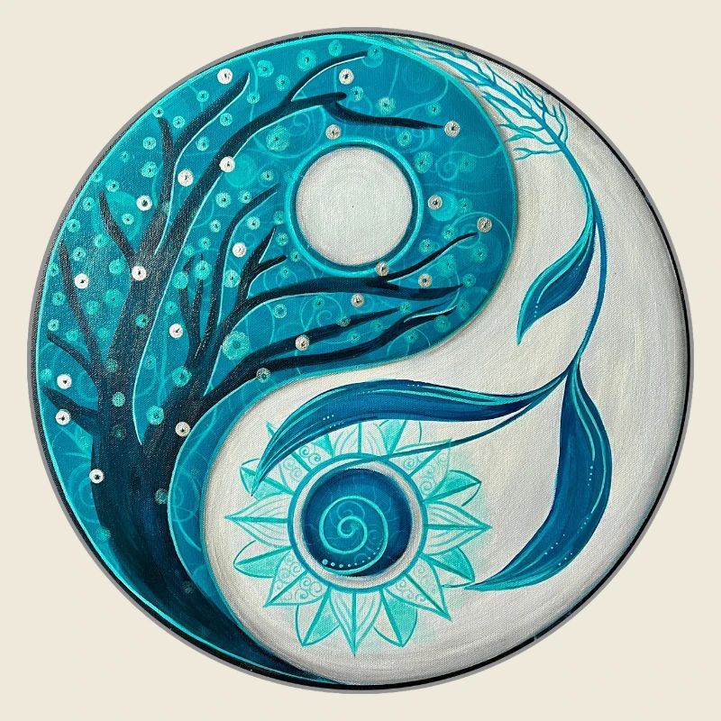 Yin Yang with Tree and Spiral