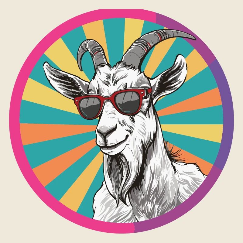 Portrait de chèvre décontracté avec lunettes de soleil