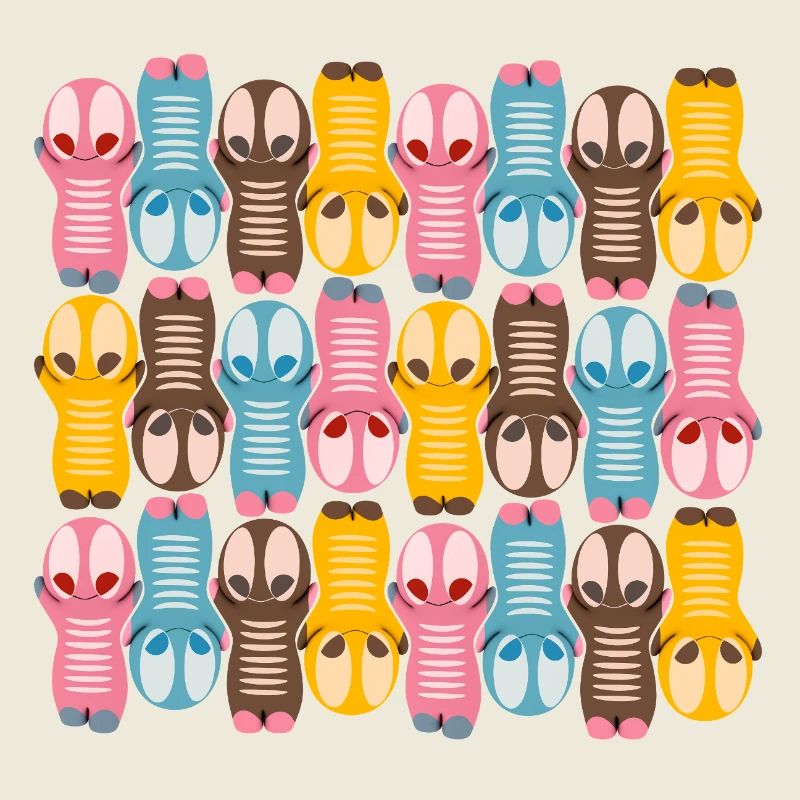 Motif de figure kawaii mignon avec des couleurs colorées
