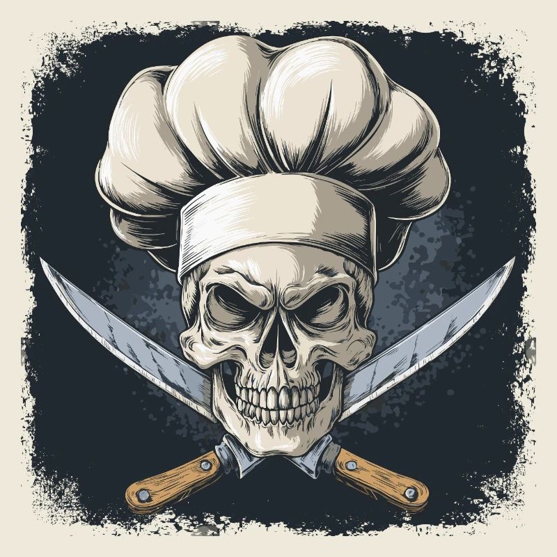 Crâne avec toque de chef