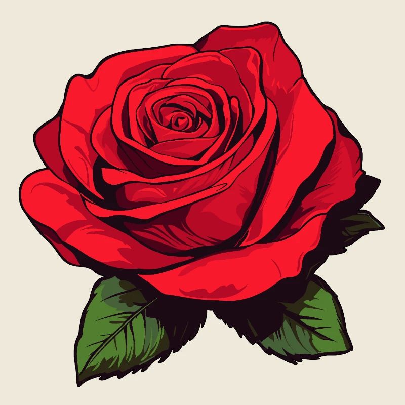 Rose rouge avec des feuilles