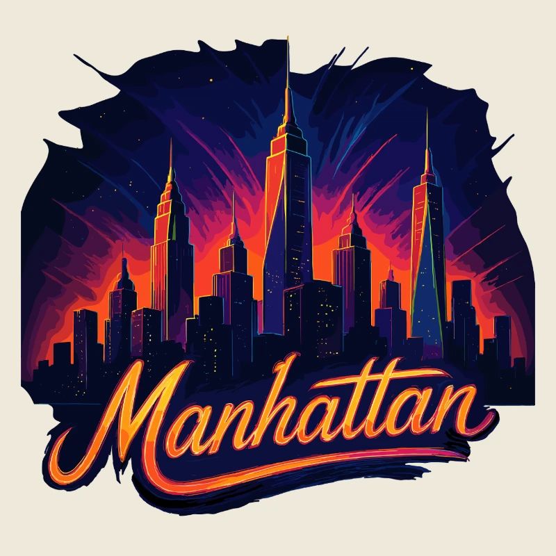 Manhattan Stadt New York Silhouette Geschenk