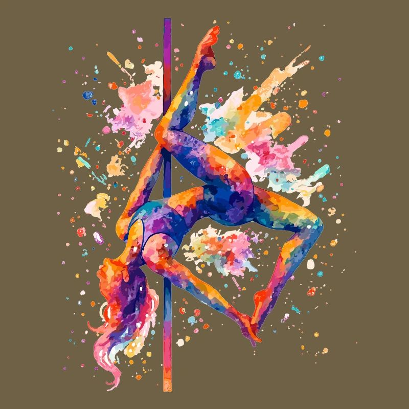 Pole Dance Pole Dancer Aquarelle Cadeau coloré