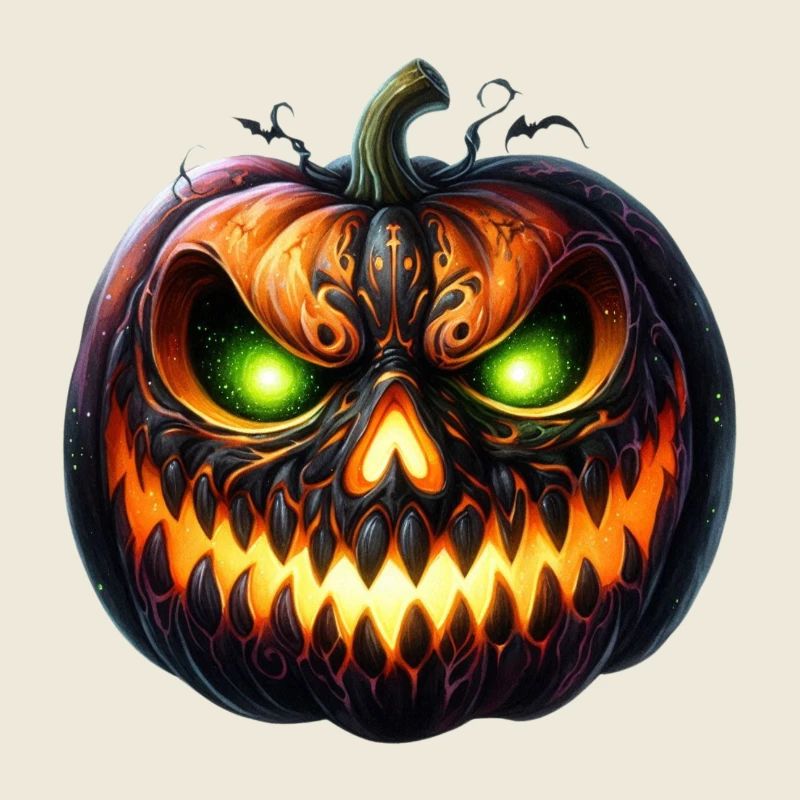Neon Ember Pumpkin Face