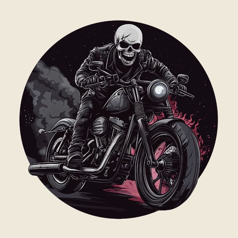 Skelett Biker Flammen Motorrad 