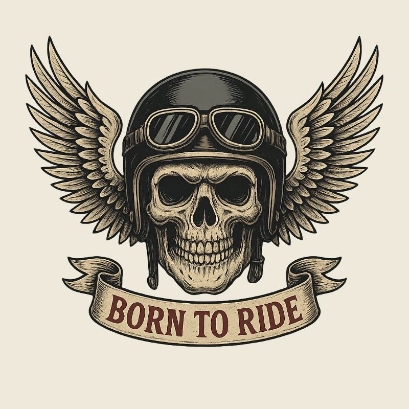 Born to Ride Schädel mit Flügeln