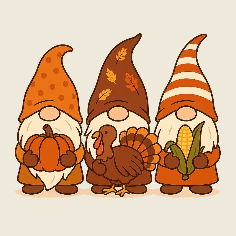 Herbstgnome Trio Kürbis Truthahn Gnom