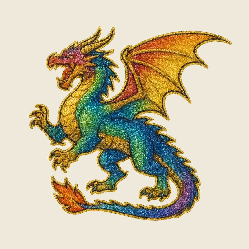 Rainbow Glitter Dragon