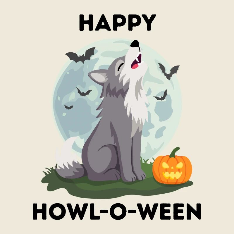 Happy Howl-o-ween – Wolf Halloween Wortspiel