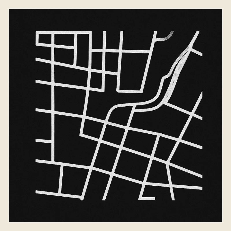 Plan géométrique de la ville avec ligne