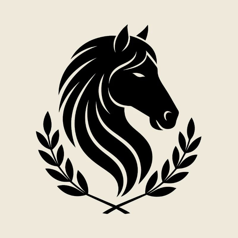 Horse Head Leaf Wreath Silhouette