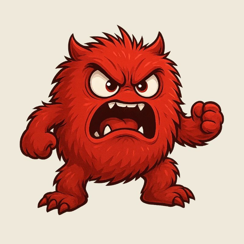 Dessin animé de monstre de rage rouge