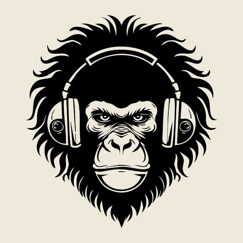 Groovy Monkey Head Techno Nightclub Party Chemise