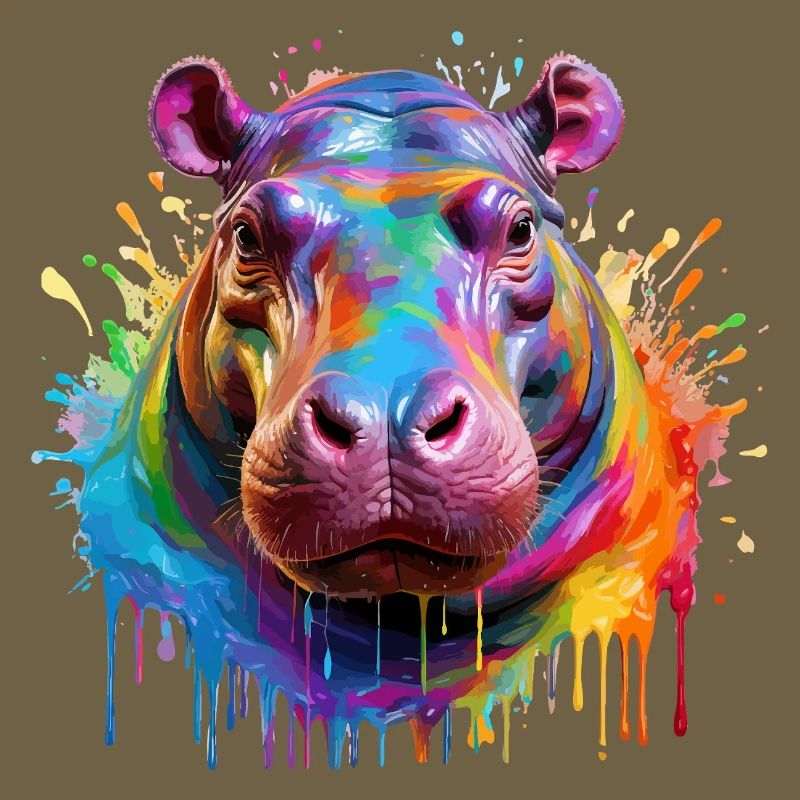 Bunter Hippo Farbexplosion