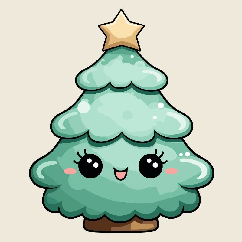 Niedlicher Cartoon Weihnachtsbaum mit Stern