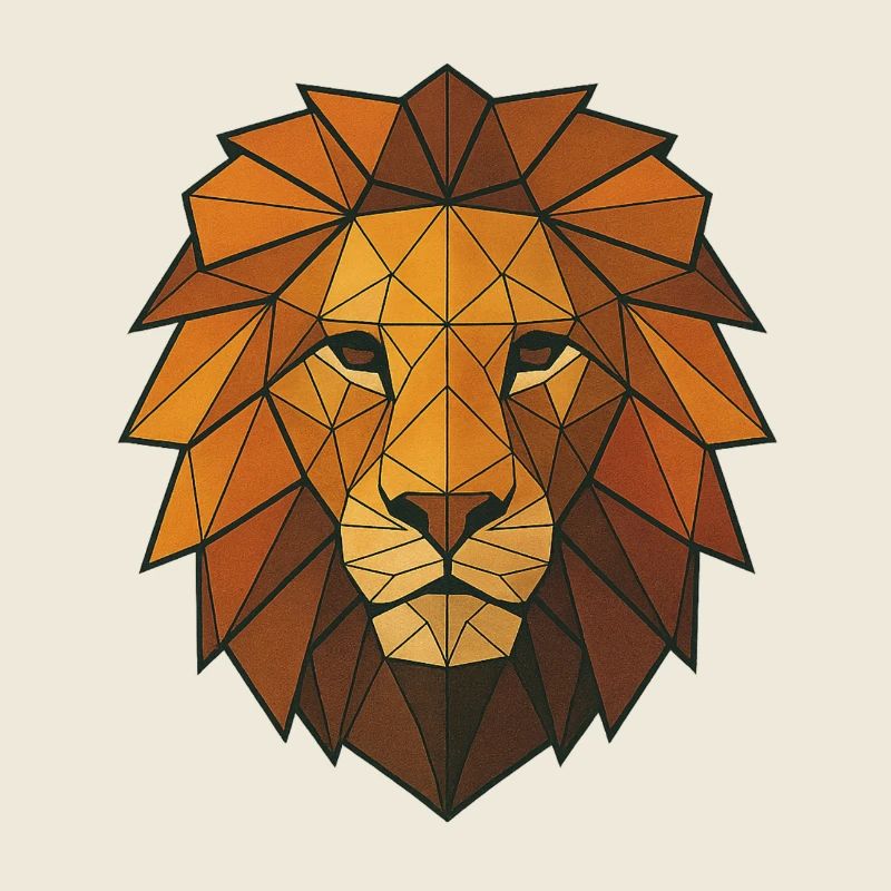 Tête de lion géométrique dans des tons chauds