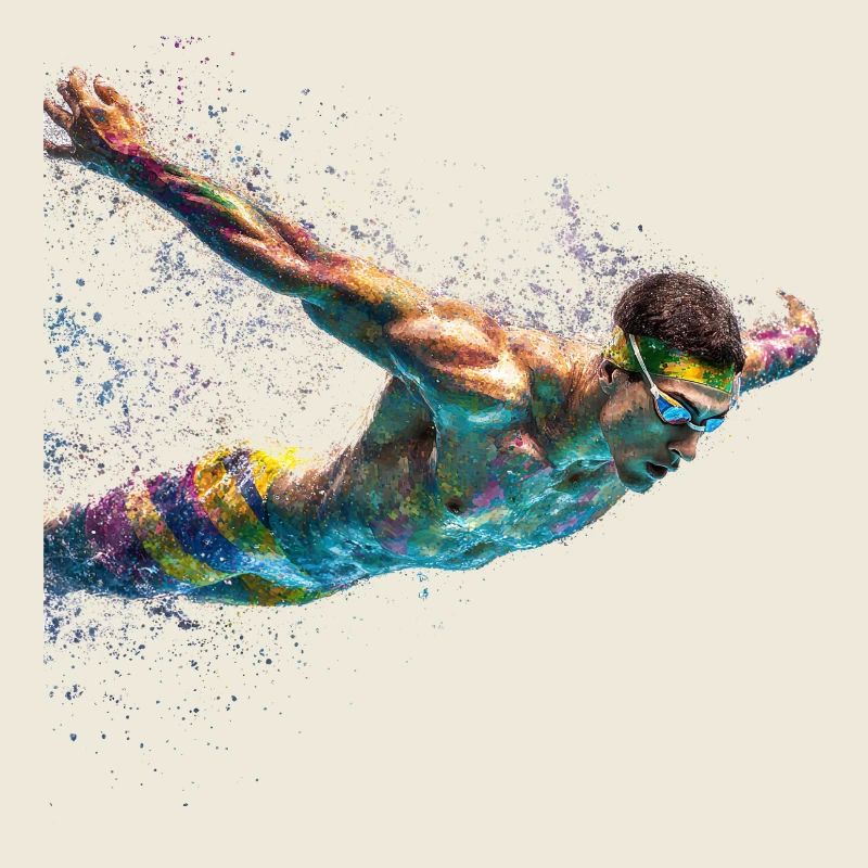 Farbenwirbel Schwimmer Splash