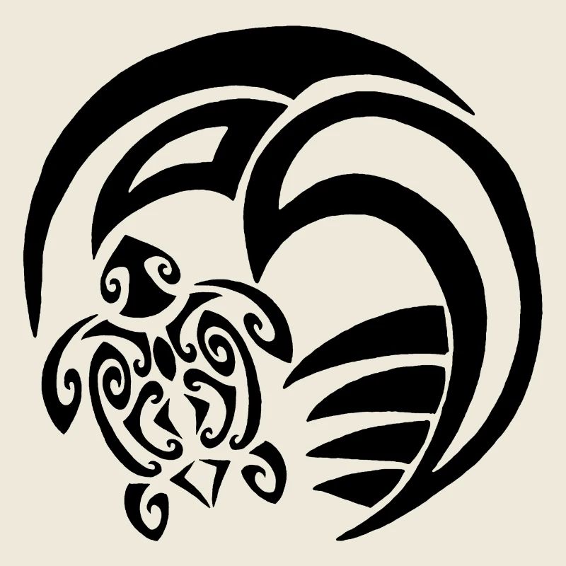 Black turtle and ocean