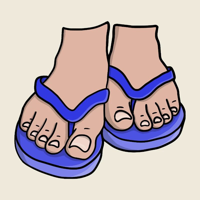 Blaue Flip Flop Füße