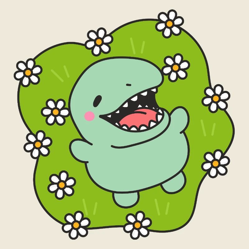 Dinosaure Joyeux au Printemps