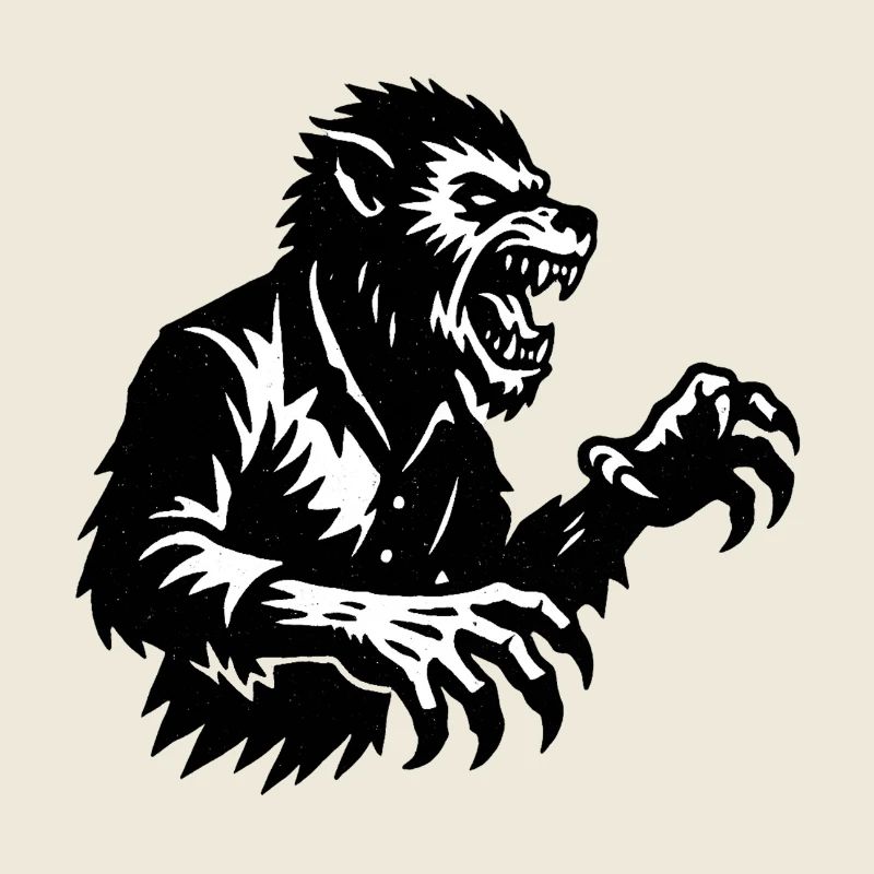 Werewolf silhouette black and white