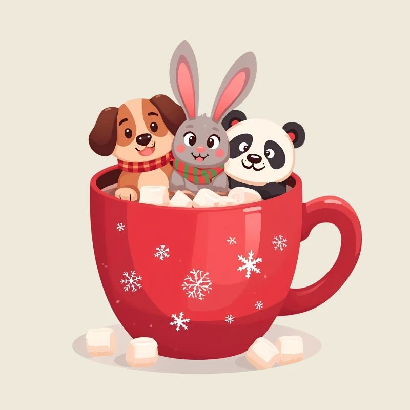 Trio de chocolats chauds – Mignons animaux des Fêtes