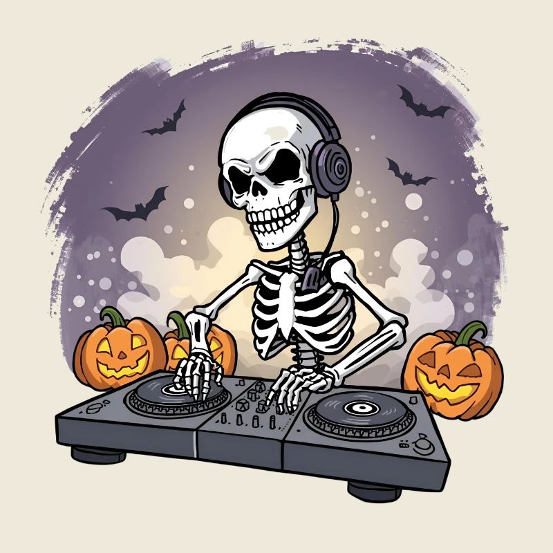 Skelett-DJ Halloween-Szene
