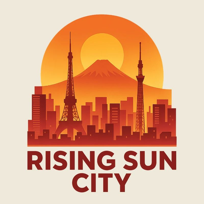 Rising Sun City Skyline Silhouette