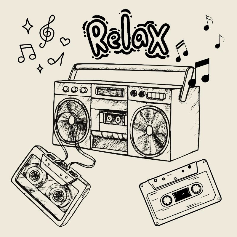 Té cassette rétro Boombox