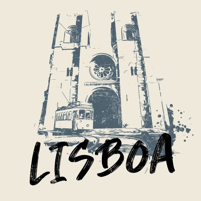 Kathedrale von Lissabon Monochromes Illustrationsdesign