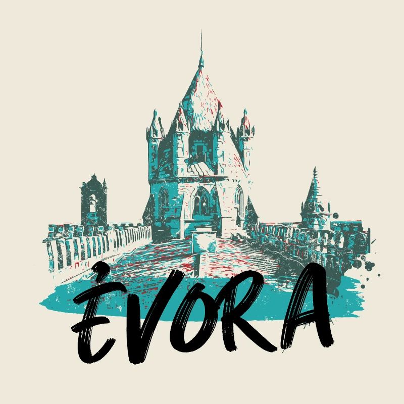 Kathedrale von Évora Dach Bläuliche Illustration