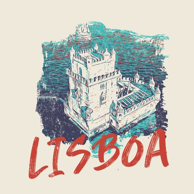 Tour de Belém et Tage à Lisbonne, vue du ciel