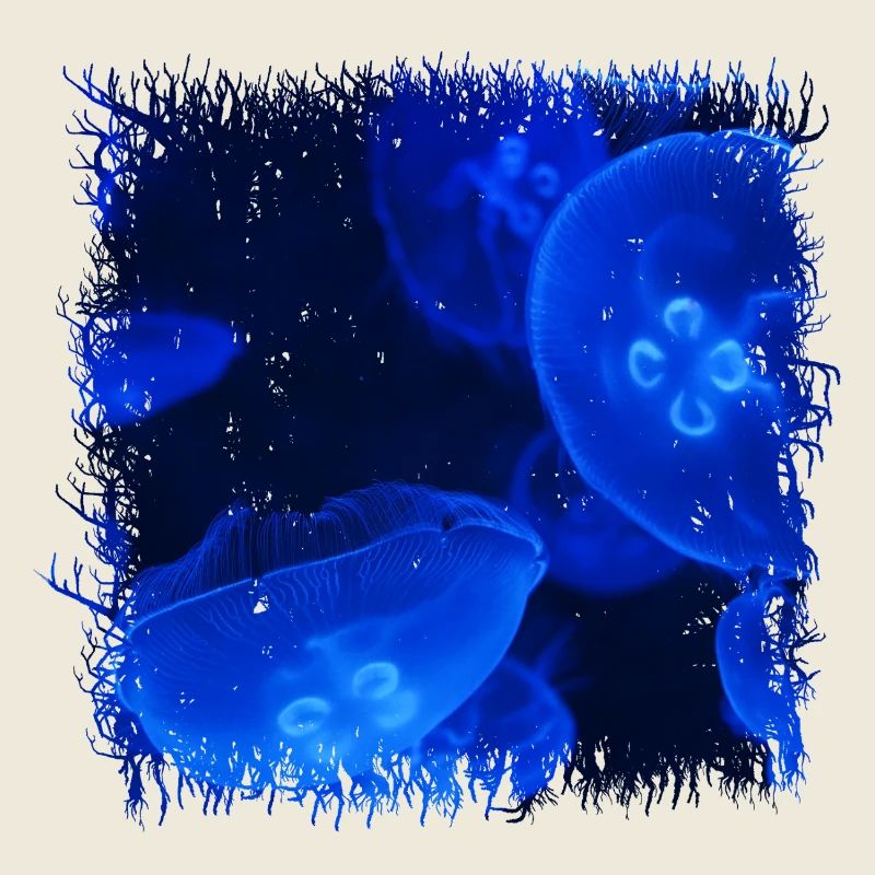 Glowing Blue Jellyfish with Bioluminescence