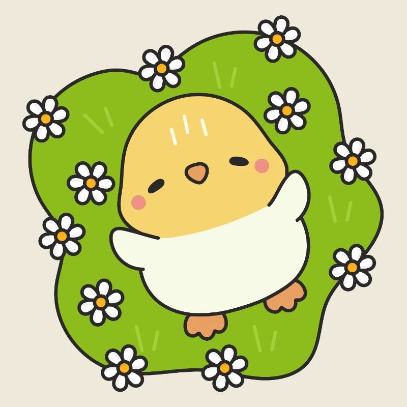Poussin printanier fleuri