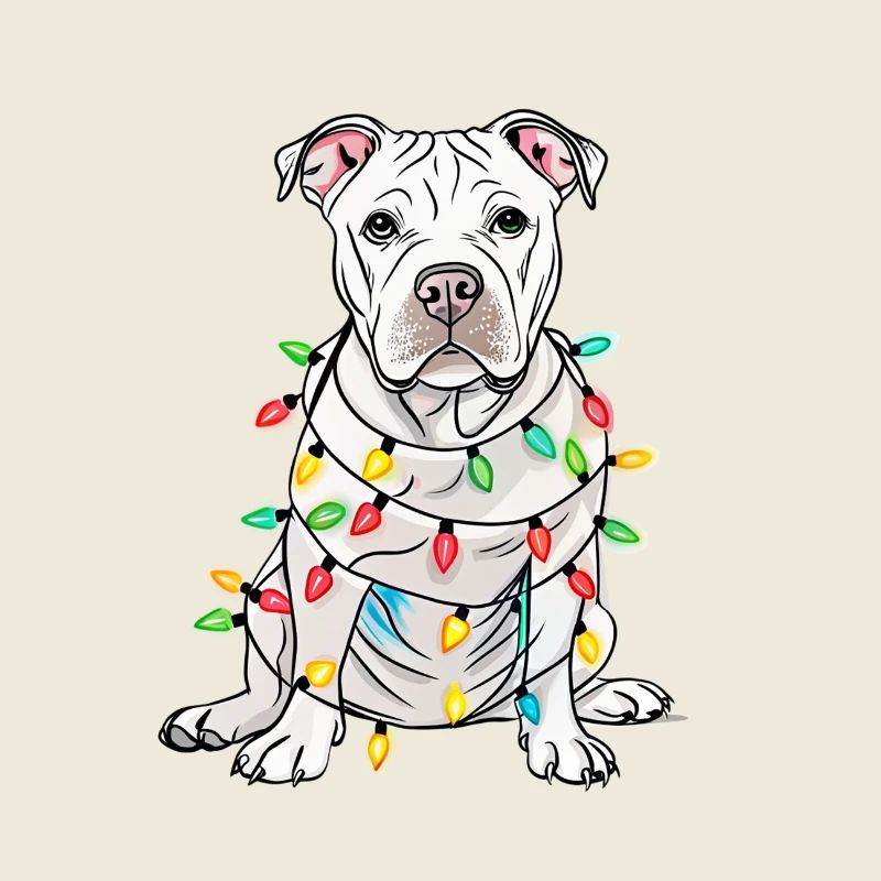 Lustiger Lichterhund mit Weihnachtskette Hund