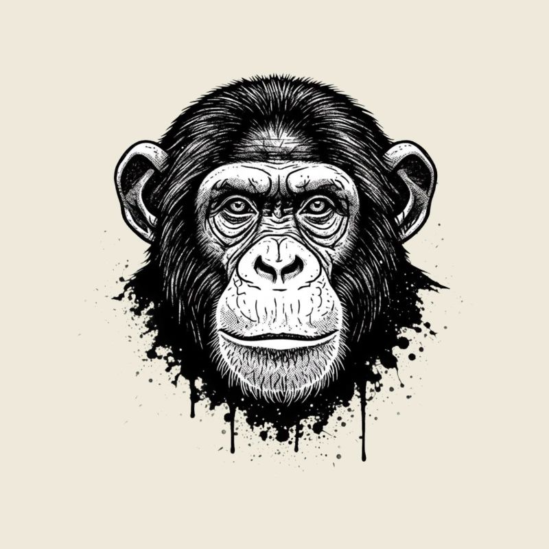 Schwarzweiß Affen-Gesicht Illustration