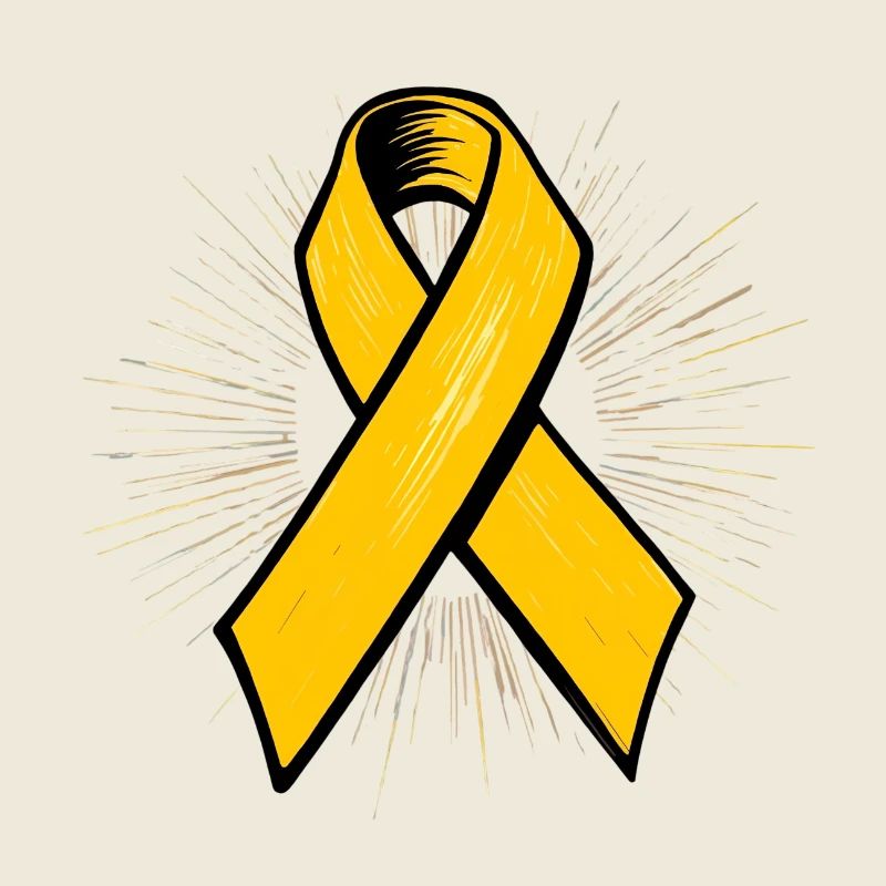 Gelbe Awareness-Schleife im Comic-Stil