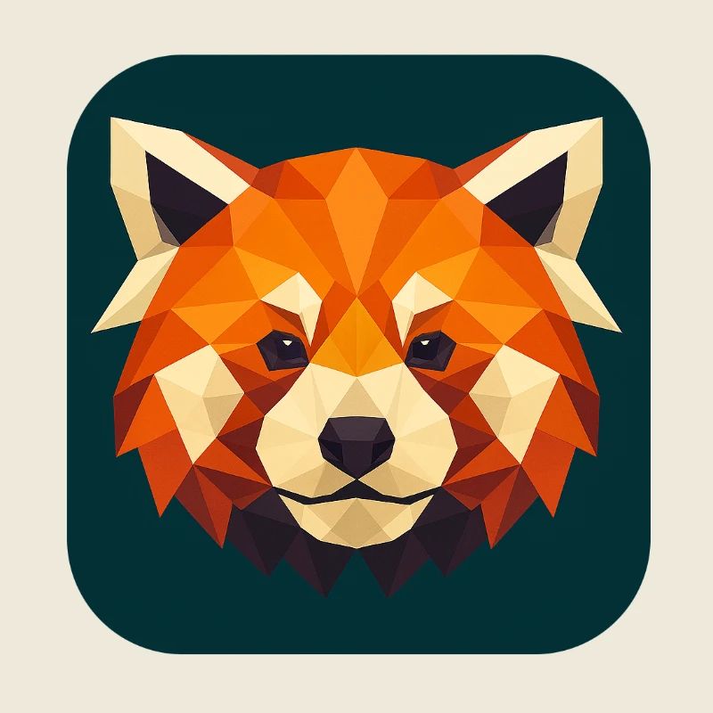 Roter Panda Kopf Low Poly